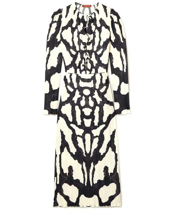 Corra knotted printed plissé-crepe midi dress - Altuzarra